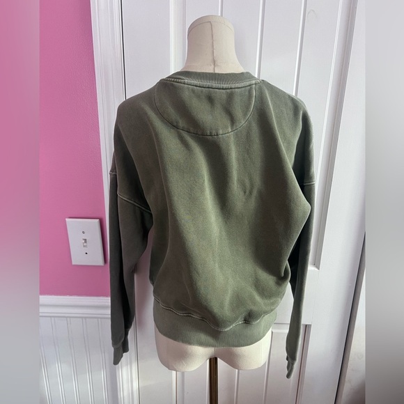 American Eagle Cropped Sweatshirt Embroidered Design Green Great Condition XS - Picture 2 of 2